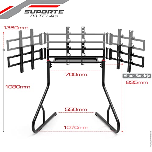 Extreme Simracing Suporte Para 03 Telas com porta PC ou Console