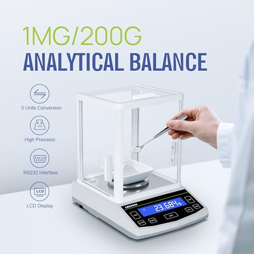 Image of Analytical Balance 200x1mg Lab Scale 0.001g Accuracy with Windshield | High Precision Scale 0.001g with RS232 Interface Laboratory Analytical Balance Jewelry Scale
