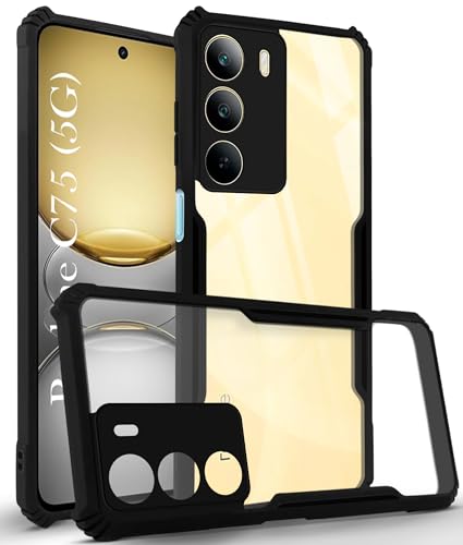 Image of Jkobi Back Cover Case for Realme C75 5G (Shockproof with Polycarbonate Clear Panel | Professional Black)