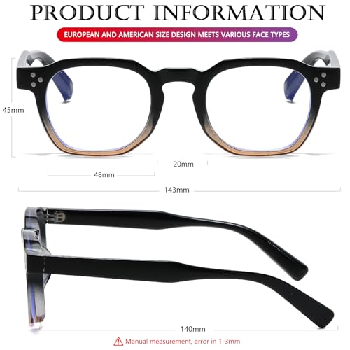 Image of AIEYEZO Retro Blue Light Glasses for Men Women Square Thick Framed Eyeglasses Trendy Vintage Computer Glasses