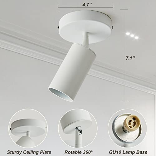 Zicbol Track Lighting Ceiling Spotlight, White Ceiling Light Fixture, Gu10 Ceiling Spotlights Indoor Angle Adjustment Modern Wall Lamp For Living Room, Gallery, Cabinet, Hallway, Bedroom 2 Packs #TOP6