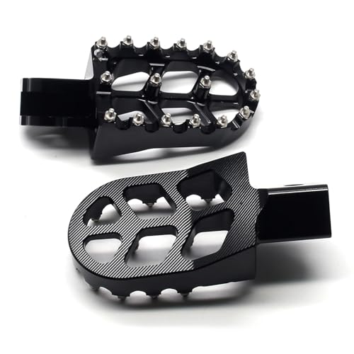 Image of MZS Dirt Bike Foot Pegs for CRF125F 2014-2024, CRF110F 2013-2024 | Black CNC Aluminum Alloy Footrest, Skeleton Grid Wide Footpeg, Non-Slip Stainless Steel Foot Pins, Rust & Corrosion Resistant
