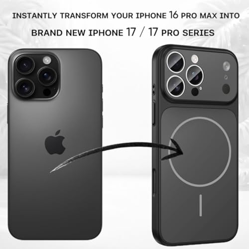 Image of SHINESTAR Converter Case for iPhone 16 Pro Max | Premium Protective Mag-Safe Cover | iPhone 17 Pro / 17 Pro Max Series Style Design | in-Built Camera Guard | Wireless Charging Compatible - Black