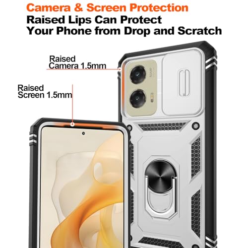 Gritup for Motorola Moto G Stylus 5G 2024 Case: G Stylus 2024 Case with Screen Protector*2 [Magnetic Stand] [Slide Camera Cover] Shock Proof Military-Grade para G Stylus-5G-2024 White+Black - image 4
