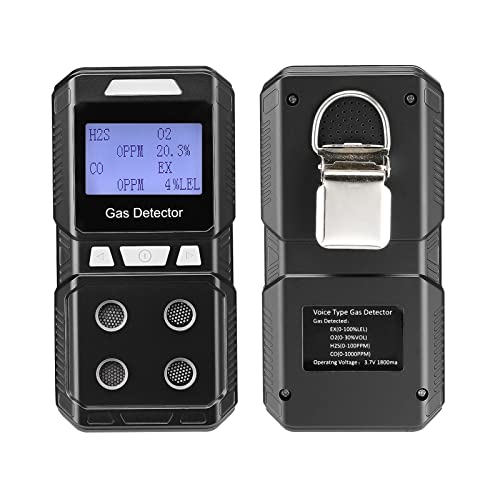 Seesii Détecteur de gaz portable 4 en 1,Moniteur de gaz rechargeable,Testeur de qualité de l'air,Analyseur de qualité de l'air,Haute précision sonore,Compteur de gaz 4 en 1,%LEL PPM Cover