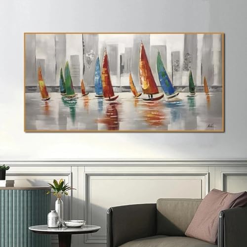 Tableau paysage marin grand format pour habiller un grand mur de salon vide 70x140