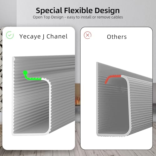 Image of YECAYE 94.2 in Cable Management Under Desk,Easy Install Adhesive Mount Cord Hider,Cord Organizer,Wire Management,Wire Hider for Office Organization,Child & Pet Proof,Grey (Pack of 2)