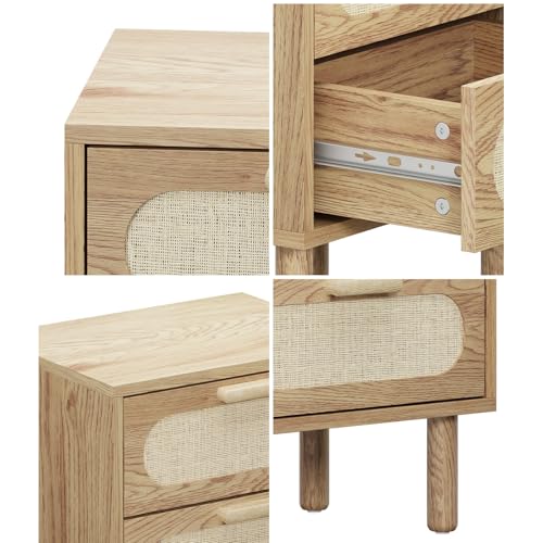 Natural two-drawer bedside table details