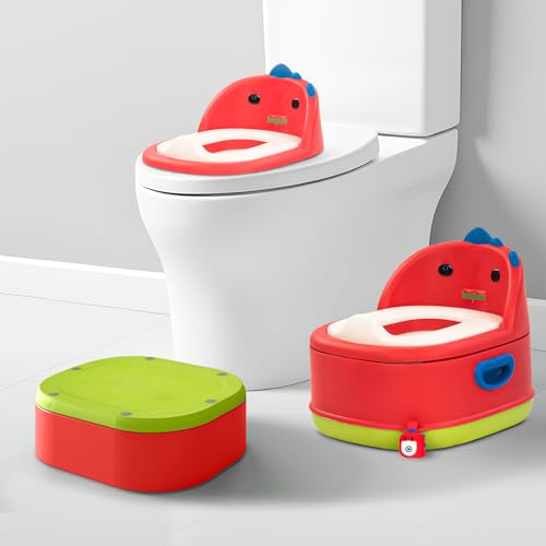 Image of Baybee 3-in-1 Baby Potty Training Seat | Comfortable & Safe Kids Potty Chair with Anti-Slip Toilet Seat, Removable Pot, Handles & Splash Guard | Potty Seat for Boys & Girls (Red)