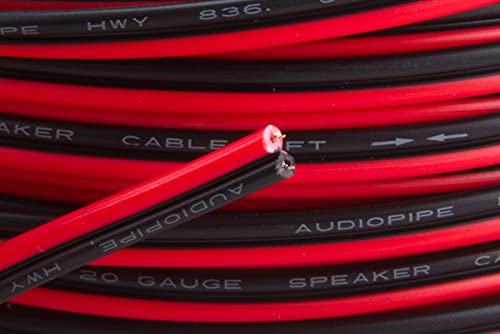 Audiopipe 100' Feet 20 Ga Gauge Red Black 2 Conductor Speaker Wire Audio Cable #TOP4