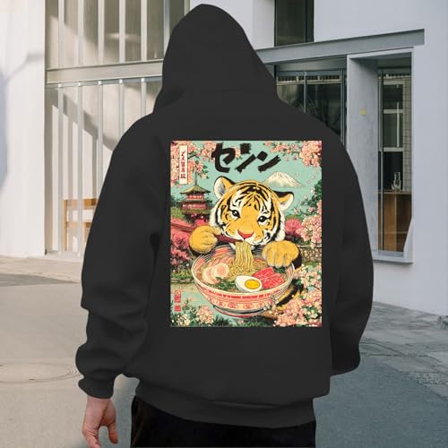 Hoodies for Men Graphic | Oversized Japanese Tiger Long Sleeve Casual Hoodies - Trendy Pullover Top Fall Winter Clothes3