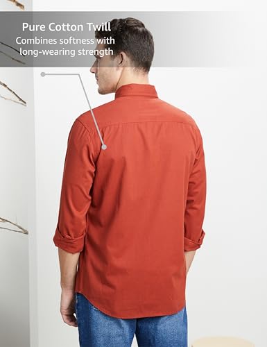 Image of Symbol Premium Men Long Sleeve Casual Washed Cotton Twill Shirt (Regular Fit)