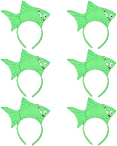 Bandeau poisson vert lot de 6 serre-têtes océan pour déguisement marin
