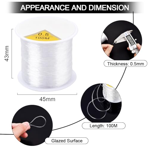OBSEDE 0.5mm Elastic Cord Beading Threads Stretch String Fibre Crafting Cords for Jewelry Making Round