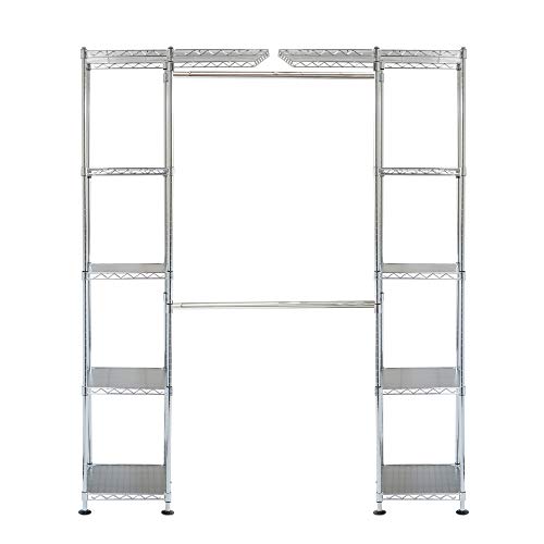 Seville Classics Expandable Double-Rod Clothes Rack Closet Organizer System, 58" to 83" W