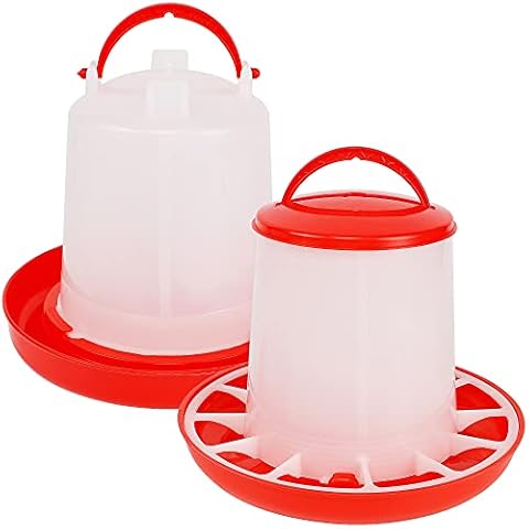 winemana Chick Feeder 1 Lb and Waterer 1.5 L Kit, Hanging Poultry Plastic Containers for Outdoor (Size: 7" x 7" ) Cover