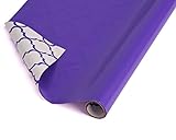 American Greetings Reversible Wrapping Paper, White with Purple Trellis Pattern, 2.5' x 12' (068981045281)