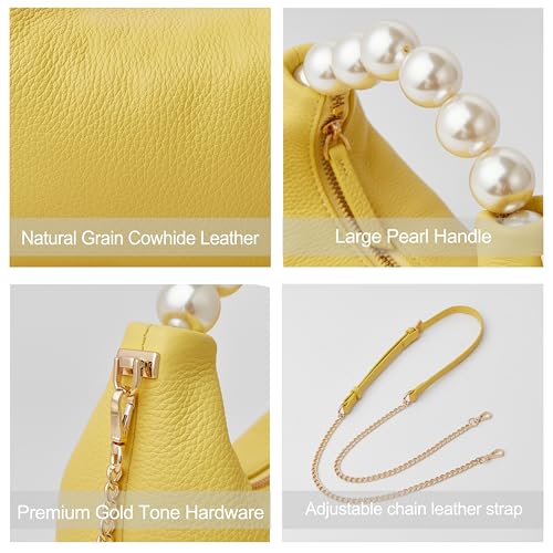 Image of DORIS&JACKY Small Top Handle Clutch Purse for Women, Designer Evening Bag With Pearl Tote Handle and Chain Strap