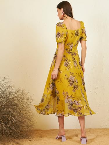 Image of Rare Women's Polyester Fit and Flare Maxi Casual Dress