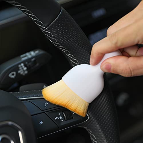 Image of AOCISKA Car Interior Detailing Brush,Soft Bristle Cleaning Brush Car Detailing Brush Dusting Brush,Car Interior Cleaning Tool,Auto Detail Brush Car Dash Duster Brush (White with Cap)