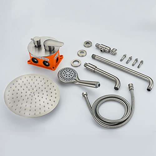 Système de douche nickel brossé avec mitigeur 3 fonctions haut de gamme
