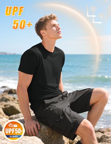 KEFITEVD Men's Short Sleeve UPF 50+ Sun Protection Shirts Quick Dry Rashguard Swim Shirt SPF Workout Fishing Athletic T-Shirt2