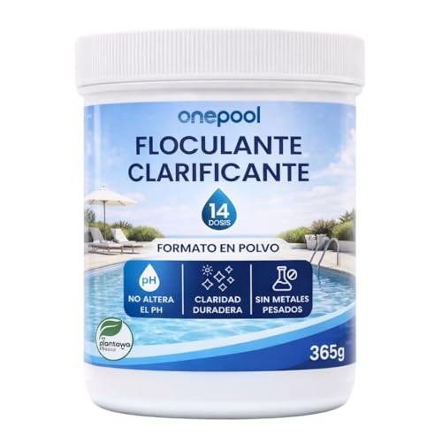 PLANTAWA Floculante en Polvo 14 Dosis 365 g | Clarificador Agua Piscina y SPA | Elimina Turbidez y Mejora Filtración | Fórmula Concentrada para Agua Transparente