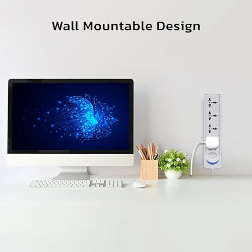 Image of Ant Esports PS400 Power Strips with 4 Universal Socket, 3-Meter-Long Cord, 2500-Watt, Fireproof Material, Heavy Duty Cable Overload Protection, Extension Cord for Home /Office Appliances - White