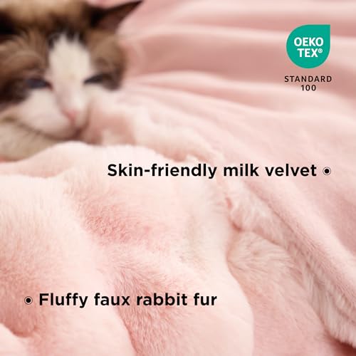 Bedsure GentleSoft Fluffy Pink Bubble Blanket, Fuzzy Soft Faux Fur Throw Blanket for Couch, Faux Fur Decor Gifts for Teenage Girls, Thick Warm Furry Cozy Gifts for Women, Tie-dye Pink, 50x60 Inch