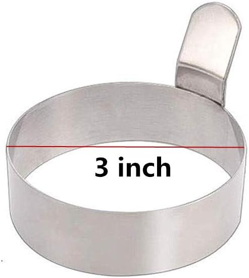 Colorsheng Egg Ring,3 Inch Stainless Steel Omelet Mold Pancake Ring Metal Kitchen Cooking Tool (3 Pack)