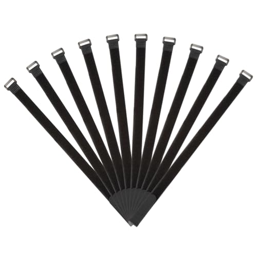QUARKZMAN Cinta de Sujeción de Gancho y Bucle de 17.7 x 0.7' Reutilizable con Hebilla Correa de Alambre Ajustable de Uso Múltiple para la Gestión de Cables Color Negro 10 Piezas