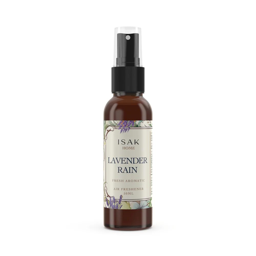 ISAK Lavender Rain Air Freshener Room Spray for Home Spray for Good Smell of Fresh Lavender Farms & Morning Rains, Enhance Mood, Scented Air Freshener used on Curtains, Cushions, Fabric Wall - 50 ml