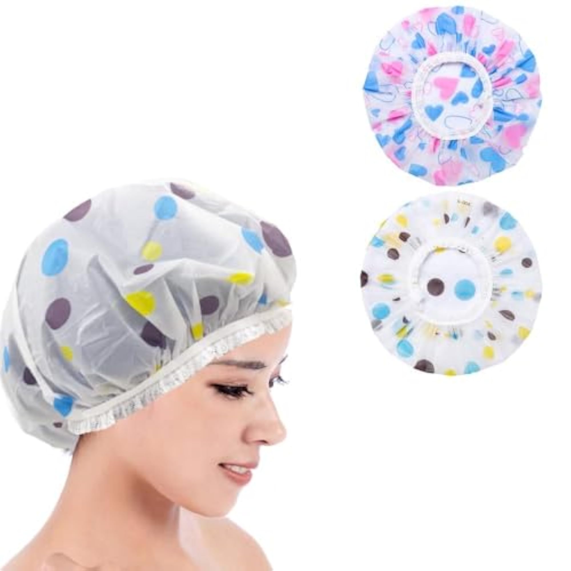 2 Pcs Eva Reusable Waterproof Shower Caps for Women & Men