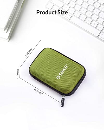 ORICO Hard Drive Case Portable EVA Storage Pouch with Zipper for Storing and Protect 2.5 Inch HDD/SSD and Cables, Travel Protective Box Suitable for WE/Western, Toshiba, Seagate, Samsung(Green)