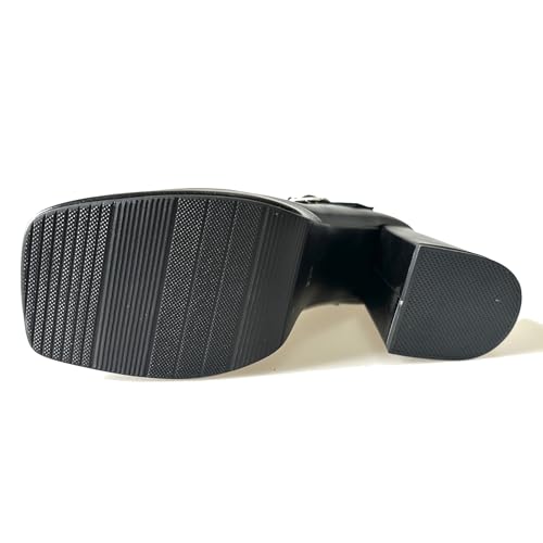 Gicoiz Women Square Toe Stylish Mary Jane Chunky Heel Pumps2