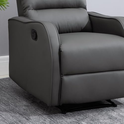 Miniatura 7 de Homcom Sillón Relax Reclinable Manual, Sillón Relax Tapizado En Pu Con Reposapiés Retráctil, Acolchado Grueso, Butaca Reclinable Hasta 160 , Para Salón, Dormitorio, Gris