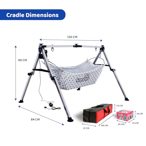 Image of MamaLaps Stainless Steel Automatic Nri Baby Cradles | Ss Folding Autoswing Cradle | Mild Steel Automatic Ghodiyu (Stainless Steel)