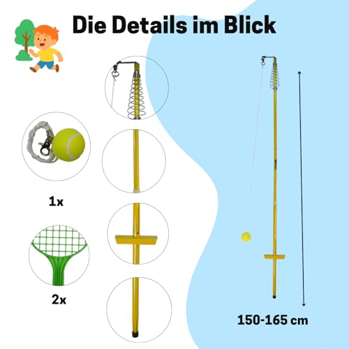 BEST SPORTING Twistball-Set I Circletennis für den Garten I 2 Circle-Tennis Schläger & 1 Swingball I Ball mit Schnur mit Schläger I Gartenspiele für Kinder & Erwachsene I Pulverbeschichtet