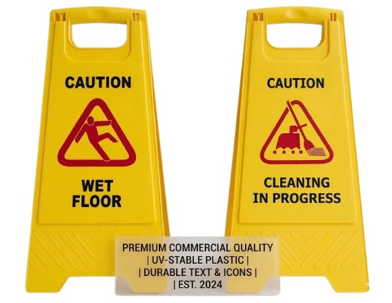 Image of Caution Standing Board (Combo Of 2 Pcs Sign Board,Wet Floor And Cleaning in Progress Sign Board) WITH CHECK DUSTER CLOTH FREE