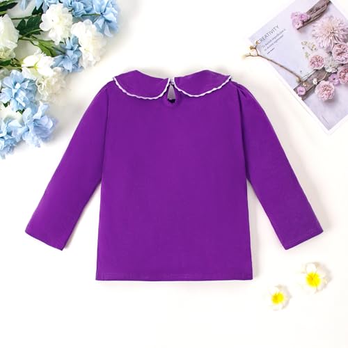 Image of LYSMuch Toddler Girl Long Sleeve Peter Pan Collar Top | button down collar, is machine washable and wrinkle resistant, perfect for photo shoots and back to school season.
