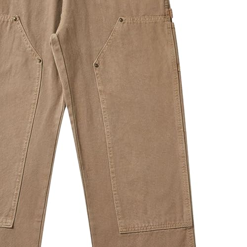 Men's Wide Leg Loose Fit Jeans Washed Duck Double-Front Utility Work Pants with Pockets3