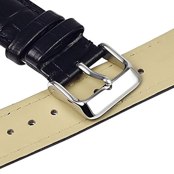 Image of 18mm 20mm 22mm 24mm 26mm 28mm 30mm 32mm Genuine Leather Black Brown Light Brown Blue Silver Rose Yellow Golden Silver Buckle Clasp Watch Band Strap for Men and Women