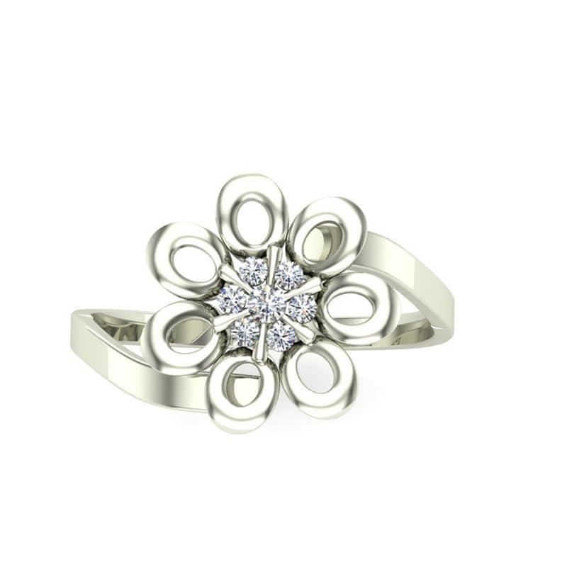 Image of DISHIS 18K /14K White Gold Diamond Flower Ring for Women