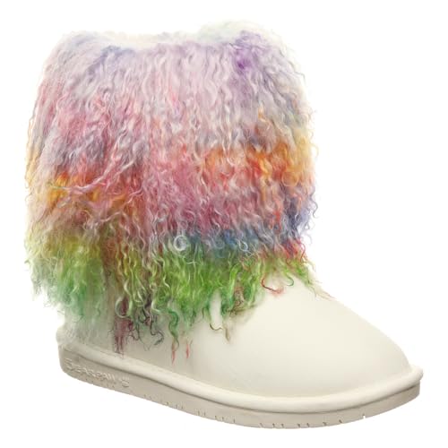 BEARPAW Boo Youth Rainbow Size 5 | Youth's Boot Classic Suede | Youth Slip On Boot | Comfortable Winter Boot