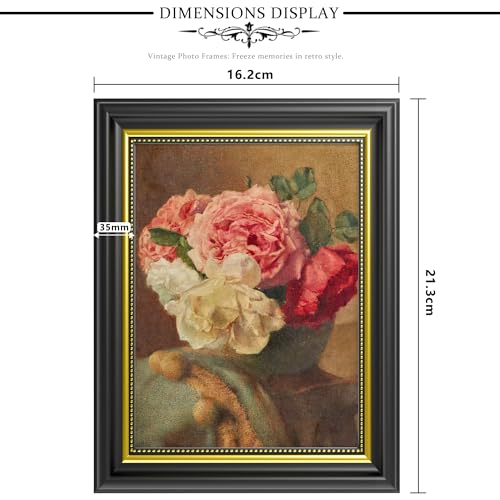 Image of Abtgt Ornate Vintage Style 5x7 Picture Frame, Made of Tempered Real Glass for Tabletop or Wall Mount, 5x7 Photo Frame for Home Decor, Black