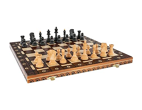Chess and games shop Muba Dubrovnik 6EF Handmade Wooden Chess Set 21 Inch Board with Standard Plastic Wood Imitation Chessmen- Storage Box to Store All The Piece