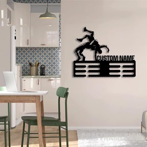 Custom Metal Wrestling Medal Hanger Wall Art with Led Light, Wrestling Player Tiered Award Rack, Wrestling Hanger Gift, Medal Display Awards Sign, Medal Holder Display Rack for Award and Ribbon