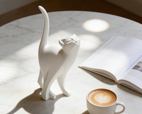 Estatua de gato orgulloso blanco 7 pulgadas miniatura 3