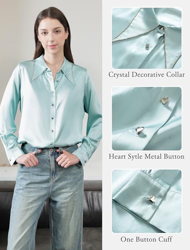 COLD POSH Silk Blouses for Women Long Sleeve Women’s 100% Pure Silk Blouses Elegant Button Down Shirt Smooth Tops Cool Shirts2