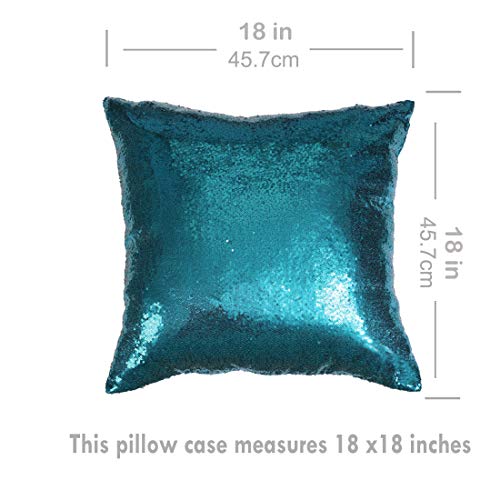 Eternal Beauty Set Of 2 Sequin Decorative Pillow Cover Teal Throw Pillow Covers For Couch Throw Pillows 18 X 18 Inches #TOP5